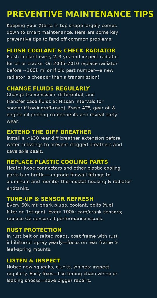 Preventive Maintenance Tips for Xterra Owners infographic